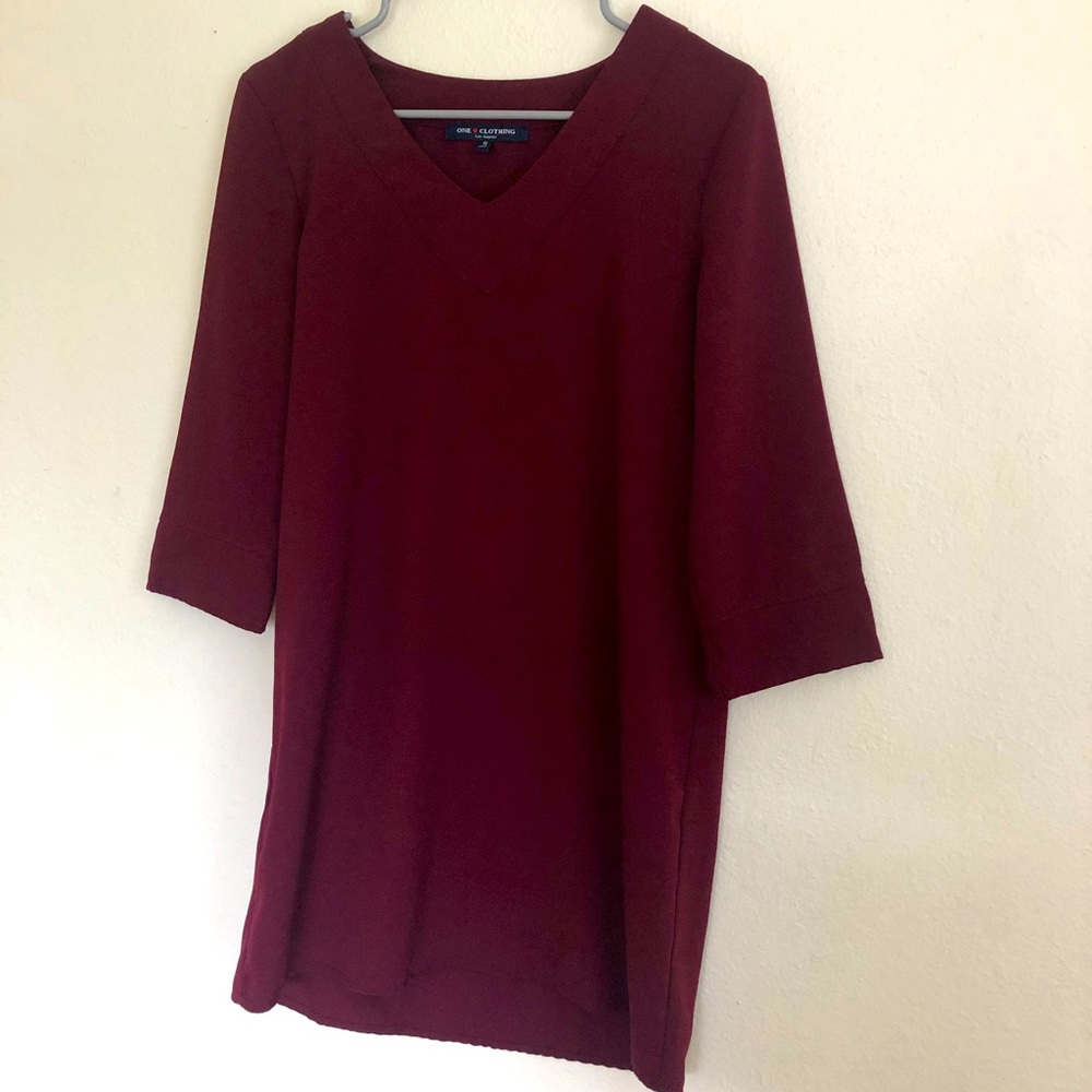 Maroon 3/4 sleeve dress